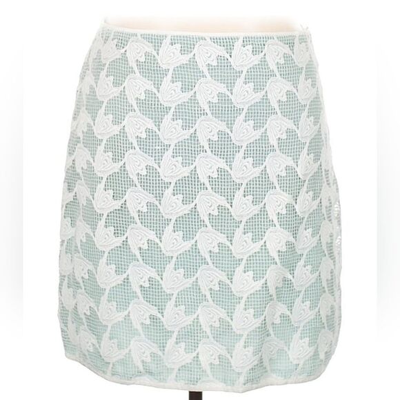 TORY BURCH Pencil Skirt Women Sz 14 Teal Artsy Casual Office Career Going Out - Picture 1 of 8